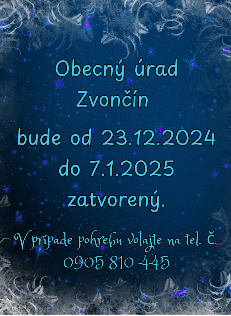 obecný úrad Zvončín zatvorený