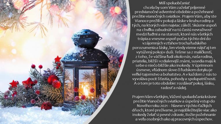 Vianočné želanie starostky obce 