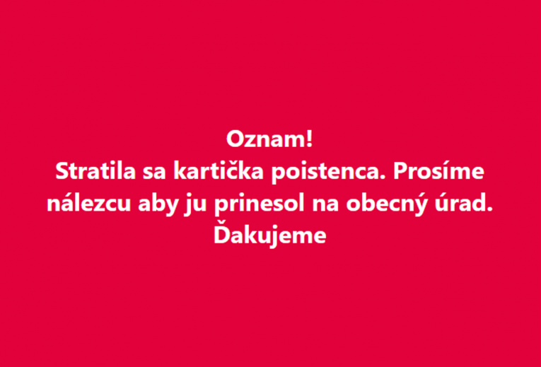 Stratená kartička poistenca