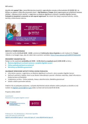 pozvánka na Dni seniorov v Trnave